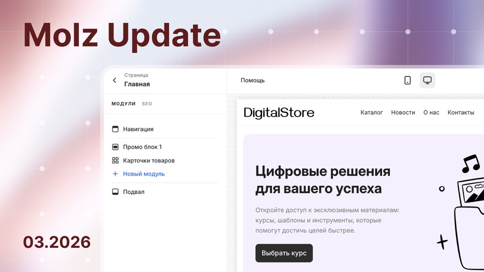 Обновление Molz: Редактор сайта и техническая модернизация